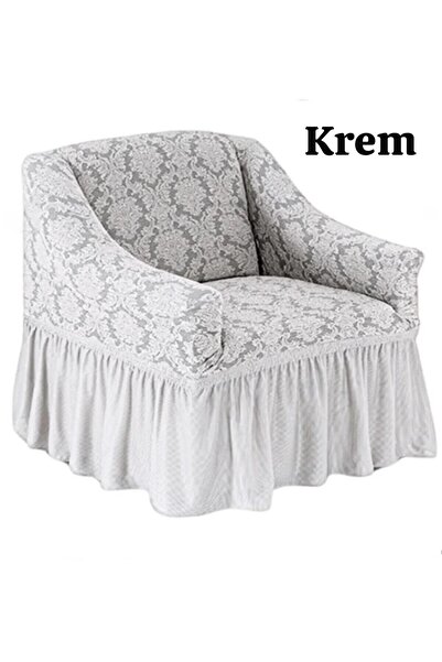 ARTUÇ Jakarlı şaldesen teklı koltuk örtüsü (krem rank)