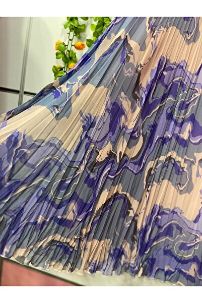 edu collection Patterned Chiffon Bohe Bell Skirt with Lining