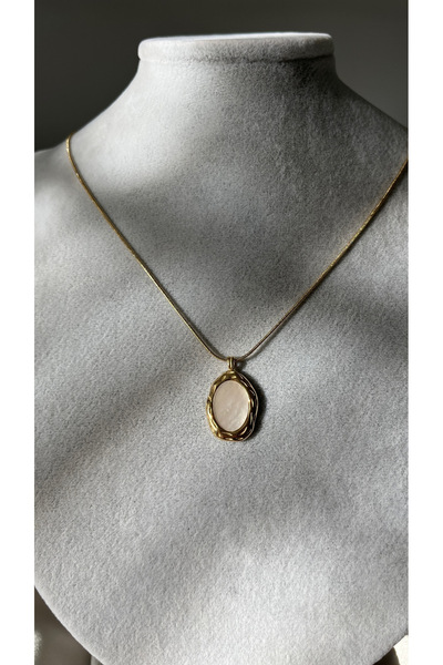 yeknova قلادة نسائية من الفولاذ 316L بلون ذهبي، تصميم Pinterest، تفاصيل دقيقة...