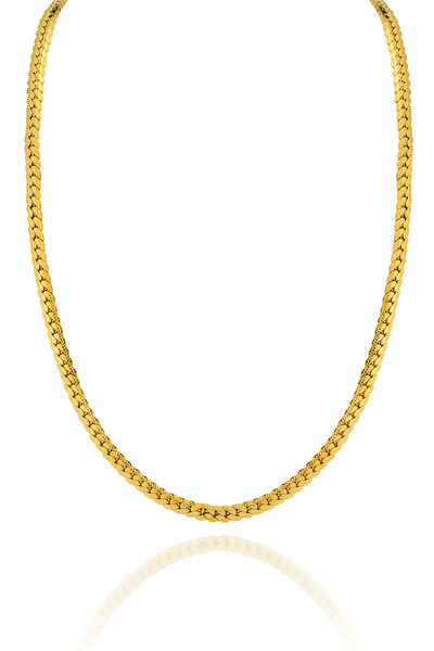 Cosmia Shine قلادة سلسلة على شكل ظهر السمكة بلون ذهبي لامع - ستانلس ستيل