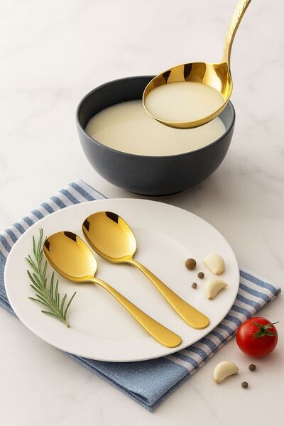 TARIK HOME 3-Piece Gold Serving Set 2 Gold Serving Spoons & 1 Gold Scoop