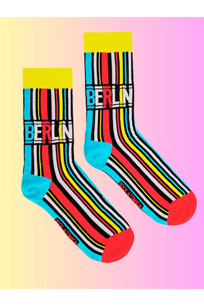 Shuttle Park Special Series Happy Colorful Berlin Lettering Patterned Socks Fun Comfortable Stylish Design Style Socks