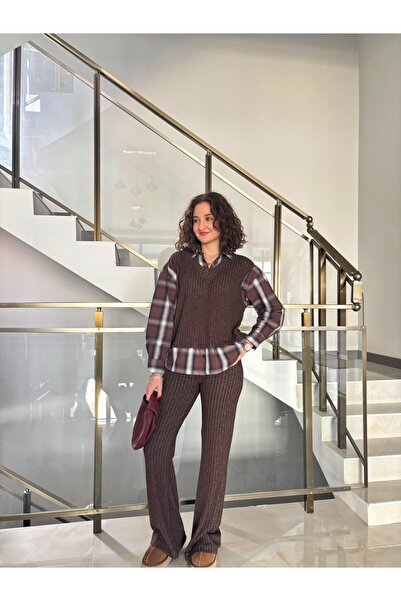 Sude Kızanlıklı Shirt Detailed Knitwear Trouser Set