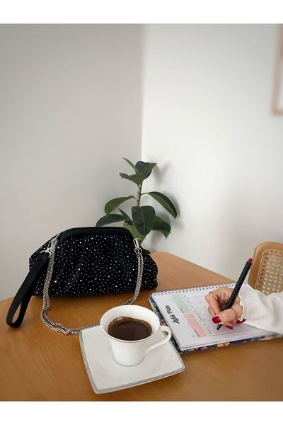 Swaggo collections Kadın Süet Taşlı Burslu El ve Omuz Çantası