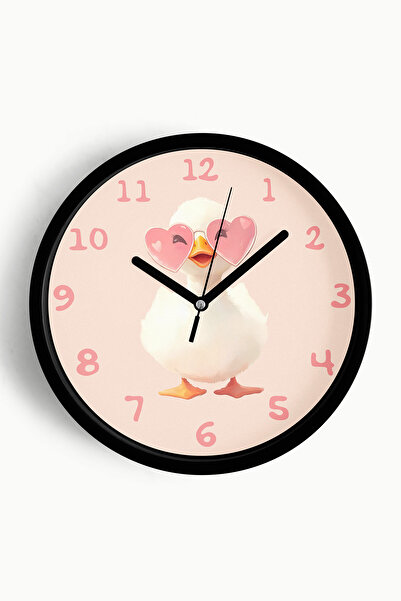JHAAR Ceas de perete pentru camera copiilor, cu rață drăguță cu ochelari în f...
