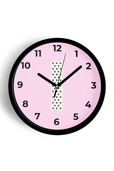 JHAAR ساعة حائط لغرفة الفتيات بحرف I - 30 سم - هيكل أسود مع واجهة زجاجية - آل...