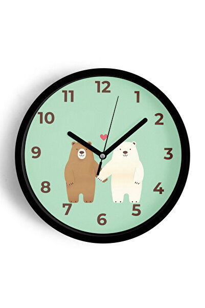 JHAAR Ceas de perete pentru camera copiilor cu urși iubitori - Copii gemeni -...