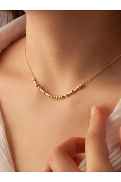 ddtwo Kişiye Özel Mors Alfabesi Kodlu Altın Kaplama 925 Ayar Gümüş Kolye