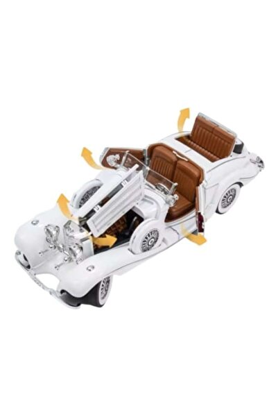 MASHASHOP Die-cast Mercedes-Benz 500K Special Roadster 1936 Premiere Edition, smoke effect, white, 22 cm