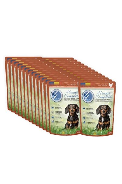 4DOGS 4DOG, Pui in Sos, Plic Hrana umeda pentru caini, Adult, 24buc x 100g