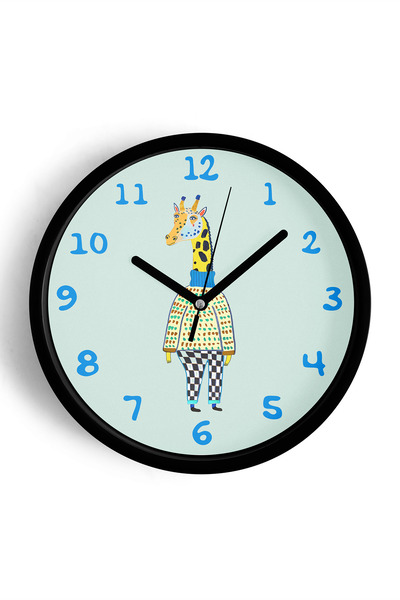 JHAAR Ceas de perete pentru camera copiilor cu ilustrație cu girafă drăguță -...
