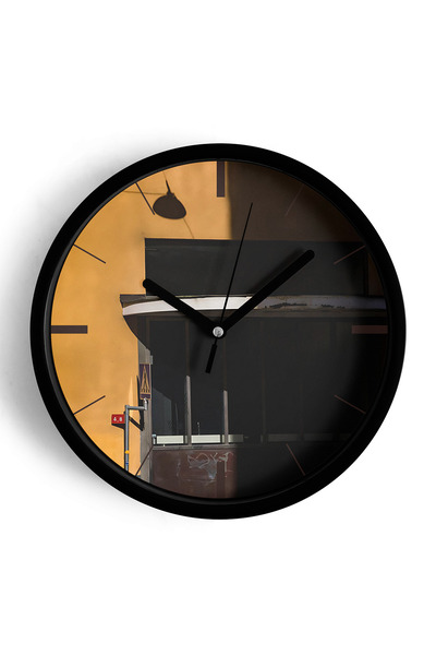 JHAAR Ceas de perete cu design modern abstract - 25 cm - Carcasă neagră cu st...