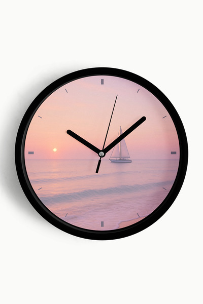 JHAAR Abstract - Bohemian - Nature - Sea View Modern Wall Clock - 25cm - Blac...