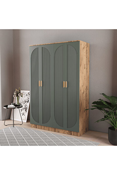 Teen & Bright SOHO 4 KAPAKLI EKO BAZALI GARDIROP - MDF KAPAK