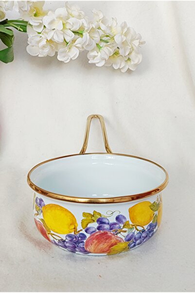EBRULİEMAYE Üzüm Gold Lux Enamel Pan Sauce Bowl Casserole 1 Liter 16 cm Diameter