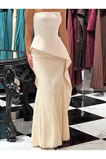 cercis Two-piece evening dress with sequined skirt