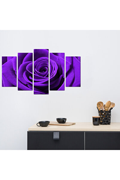Generic لوحه جداريه - ورده - ١٥١١ - مقسمه خمسة قطع متدرجه - 1 - بنفسجي
