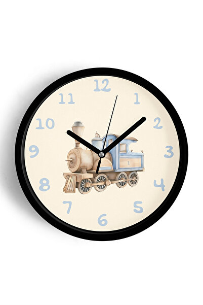 JHAAR Ceas de perete pentru camera copiilor cu design tren - 30cm - Carcasă n...