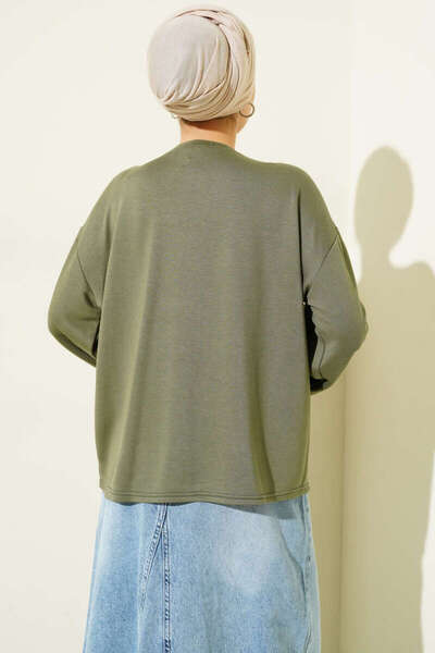 Smy moda Basic Blouse with Wrist Embroidery and Crew Neck