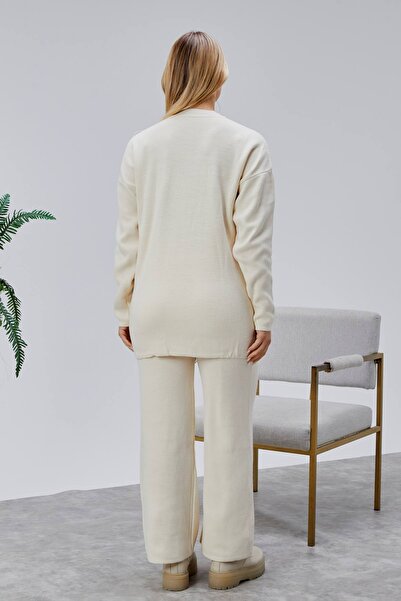 Jinx Wear Fashion Papatya Jeans Süzüne Embroidery Applique Detail Women's 2-Piece Acrylic Knitwear Set