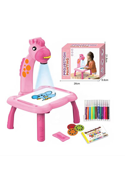 OEM Masa De Desen Cu Proiector Pentru Copii, 3 Discuri cu 24 Șabloane, 12 Carioci, Functie muzicala