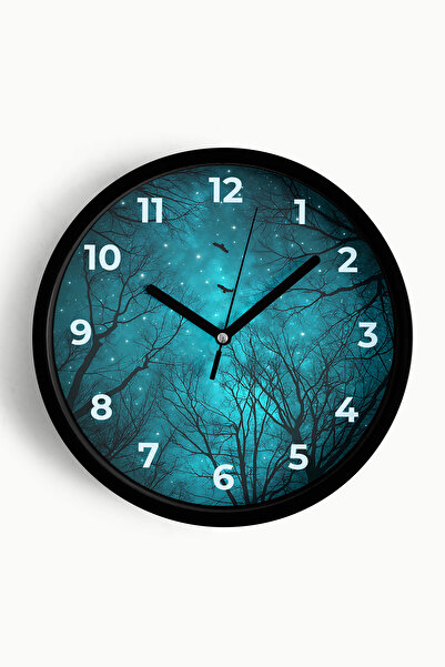 JHAAR Ceas de perete modern cu vedere nocturnă abstractă - 35 cm - Carcasă ne...