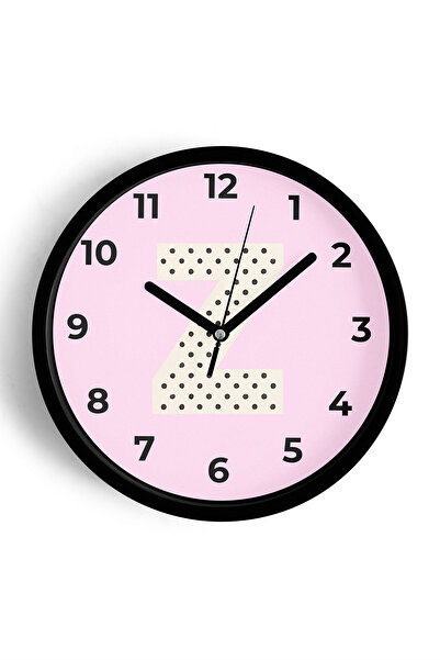 JHAAR Ceas de perete pentru camera fetelor cu litera Z - 42cm - Carcasă neagr...