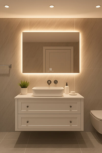 Digital Dikdörtgen Dokunmatik & Dimli Buton Işıklı Banyo Ayna 30x50 - 40x60 - 50x70 - 60x80