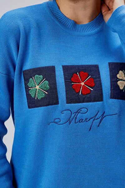 Jinx Wear Fashion Papatya Jeans Süzüne Embroidery Applique Detail Women's 2-Piece Acrylic Knitwear Set