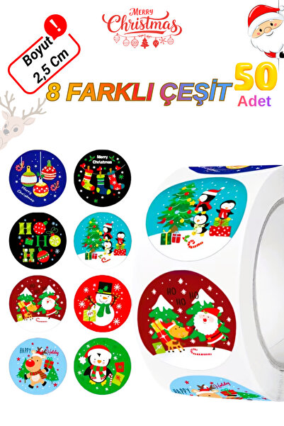 ERALLUX ملصقات عيد الميلاد بتصميم السنة الجديدة لتغليف الهدايا وتزيينها، 50 ق...