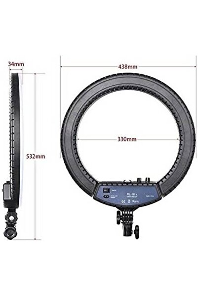 Generic RL-18 LED Soft Ring Light, 3200K-5600K, Adjustable Brightness, 3 Holders, USB, Remote, White