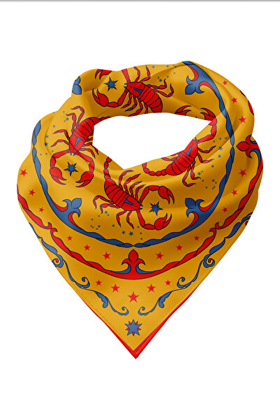 pistore Yellow Scorpion Patterned Bandana Scarf - Scorpion Patterned Scarf