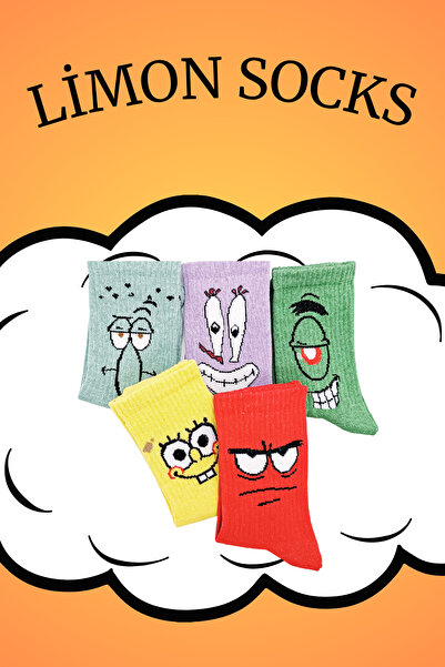 Limon Socks Men's Socks (5 Pairs) Unisex Colorful Washable Model Booties Women's Socks