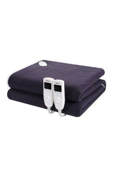 Zilan Blanket, Navy Blue with Electric Heating Soft Polar Fleece, Black, 160X140cm