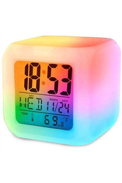 OEM Luminous cube-shaped alarm clock, thermometer, calendar, alarm