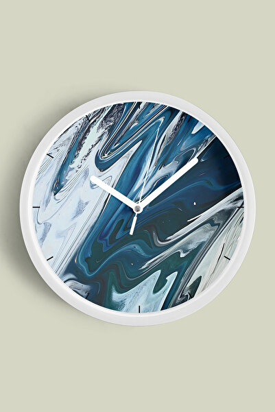 JHAAR Ceas de perete modern cu design abstract - 30 cm - Carcasă albă cu stic...