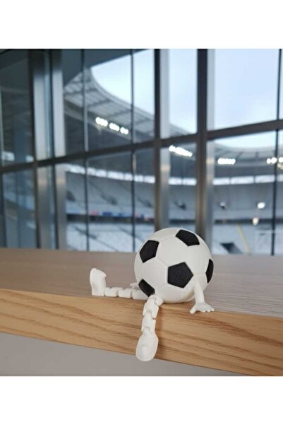 Black and White Sitting Soccer Ball Accessory Trinket with Moving Feet