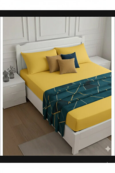 Home Plain White Double King Size Elastic Fitted Sheet Set (2 Pillowcases)