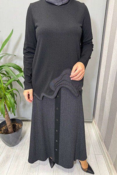 MISS DALIDA Knitwear Tunic Skirt Set Black T25Pf-6020 (2015)