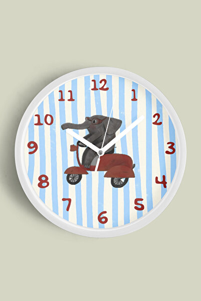 JHAAR Ceas de perete modern pentru camera copiilor cu design elefant - 25 cm ...