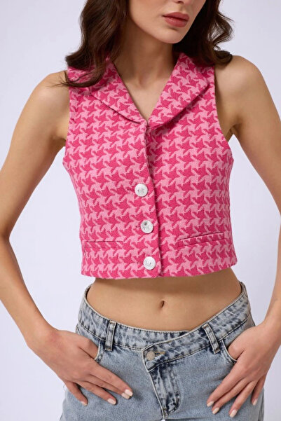GENCULUS    Houndstooth Crop Vest