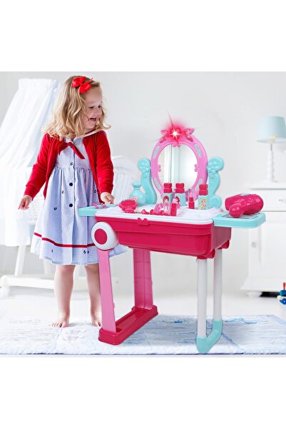 Generic Beauty Playset 2 in 1 Vanity Mirror Makeup Suitcase Trolley, With Lights & Sound - Multicolour