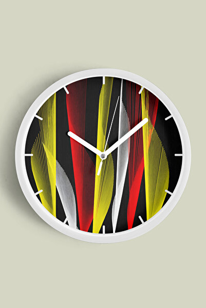 JHAAR ساعة حائط حديثة تجريدية - 35 سم - هيكل أبيض مع زجاج أمامي - آلية صامتة