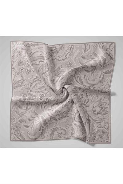 Silk Home Silver Ethnic Pattern Tivil Woven Pure Silk Scarf-Kvs0904