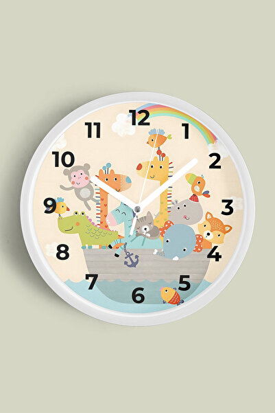 JHAAR Ceas de perete pentru camera copiilor cu design modern Animale drăguțe ...