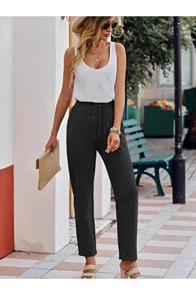 GENCULUS Women's Elastic Waist Linen Trousers