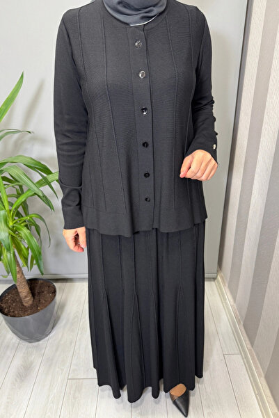 MISS DALIDA Knitted Technique Skirt and Cardigan Set Black T25Pf-9205 (2005)