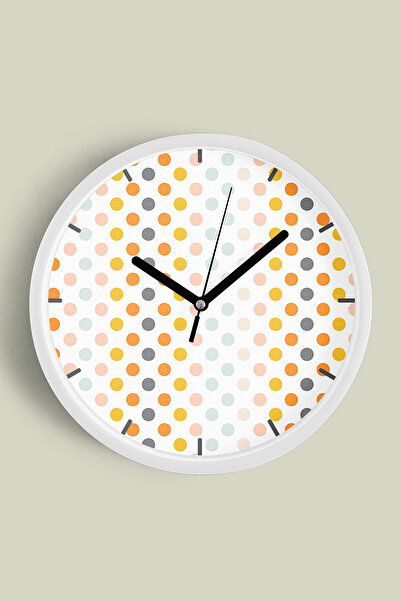 JHAAR Ceas de perete modern cu puncte colorate - 35 cm - Carcasă albă cu stic...