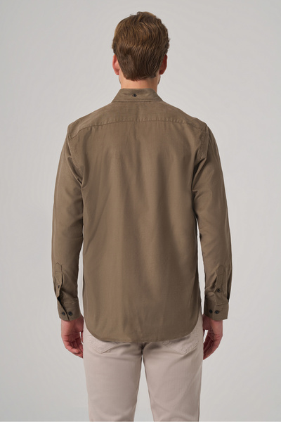 Morven Men's Khaki Cotton Trend Dynamic Fit Buttoned Collar Shirt