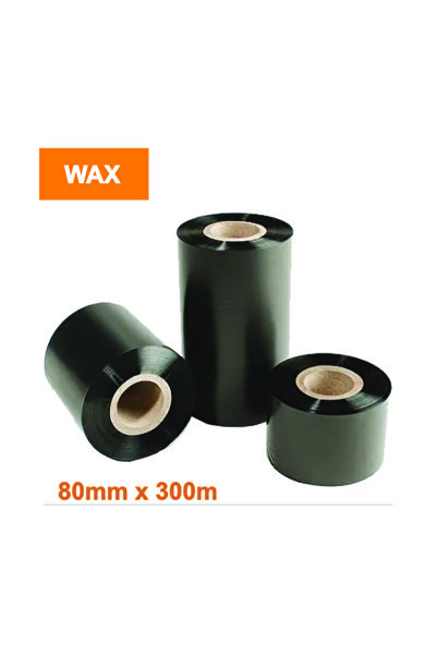 OEM Ribbon 80mm x 300m, Wax, Black, OUT